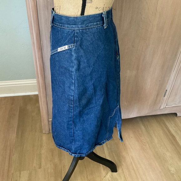Vintage Denim Midi Skirt pencil straight seamed Y2K 90’s western festival Small - Picture 8 of 15
